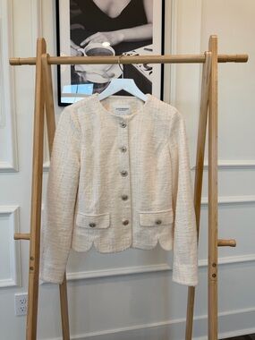 Liverpool Cream Tweed Collarless Button Jacket